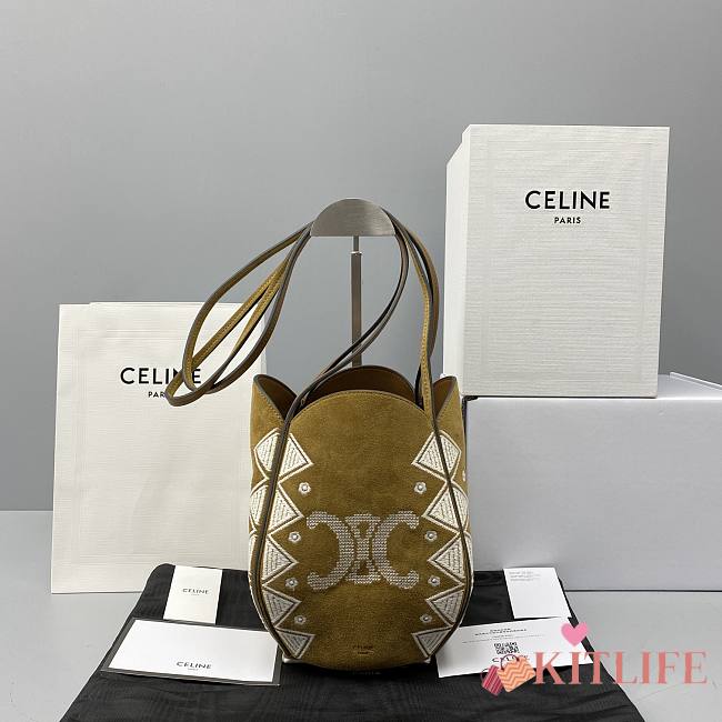 Celine Matte Embroidered Bucket Bag Frosted – 60114 - 22.5x16x16 cm - 1