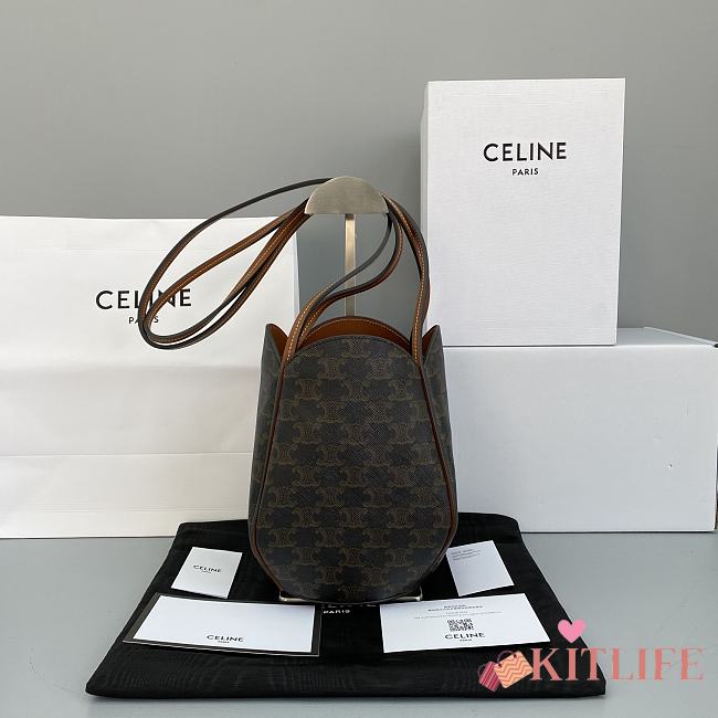 Celine Vintage Print Bucket Bag Brown – 60114 – 22x16x14 cm - 1
