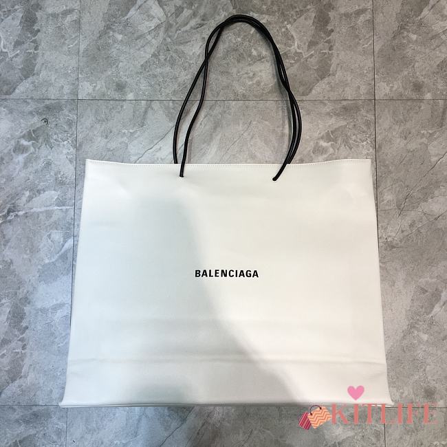 Balenciaga Large Size Lychee Pattern Leather Shopping Bag White  – 55x13x45 cm - 1