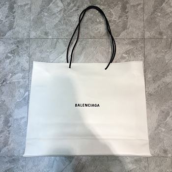 Balenciaga Large Size Lychee Pattern Leather Shopping Bag White  – 55x13x45 cm