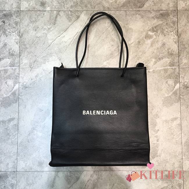Balenciaga Lychee Pattern Leather Shopping Bag Black – 32x9x33 cm - 1