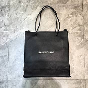 Balenciaga Lychee Pattern Leather Shopping Bag Black – 32x9x33 cm