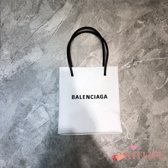 Balenciaga Small Square Imported Toothpick Calfskin Shopping Bag White – 19x8x21.5 cm - 1