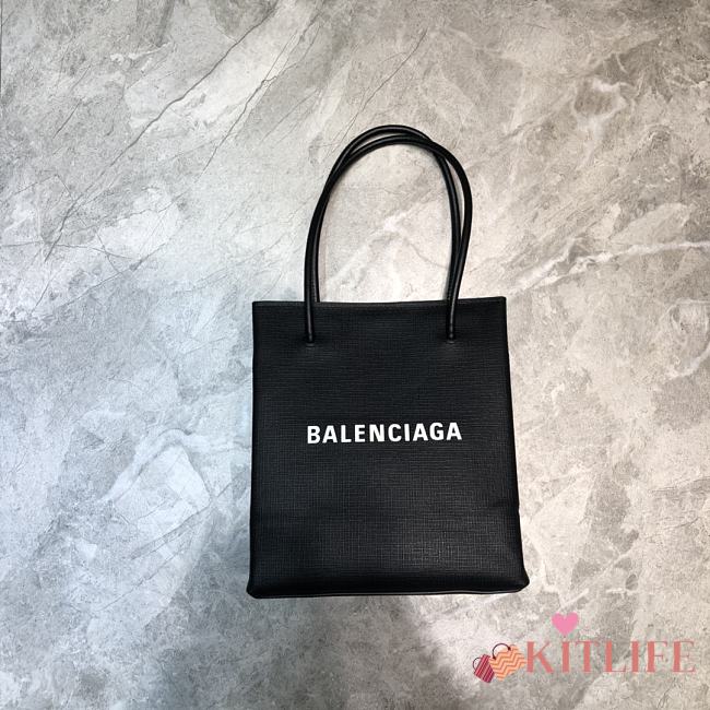 Balenciaga Small Square Imported Toothpick Calfskin Shopping Bag Black – 19x8x21.5 cm - 1