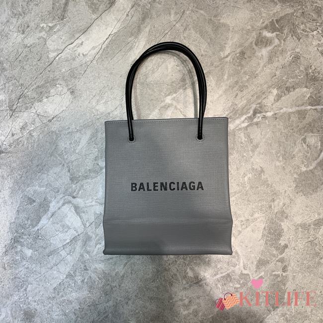 Balenciaga Small Square Imported Toothpick Calfskin Shopping Bag Grey – 19x8x21.5 cm - 1