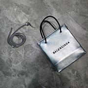 Balenciaga Small Square Imported Calfskin Tumble Pattern Shopping Bag Silver – 19x8x21.5 cm - 1