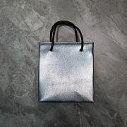 Balenciaga Small Square Imported Calfskin Tumble Pattern Shopping Bag Silver – 19x8x21.5 cm - 4