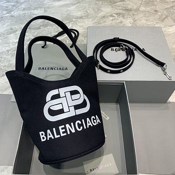 Balenciaga Small Canvas Bucket Handbag Comes La Black –23x21x15.5cm