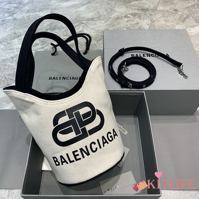 Balenciaga Small Canvas Bucket Handbag Comes La White –23x21x15.5cm - 1