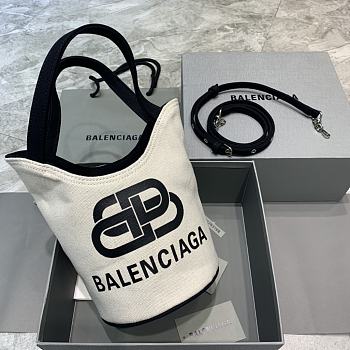 Balenciaga Small Canvas Bucket Handbag Comes La White –23x21x15.5cm