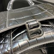 Balenciaga Mini Hourglass Crocodile Silver With Black Buckle – 11.5x14x4.5 cm - 6