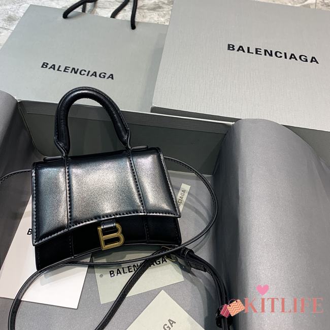 Balenciaga Mini Hourglass Plain Black With Gold Buckle – 11.5x14x4.5 cm - 1