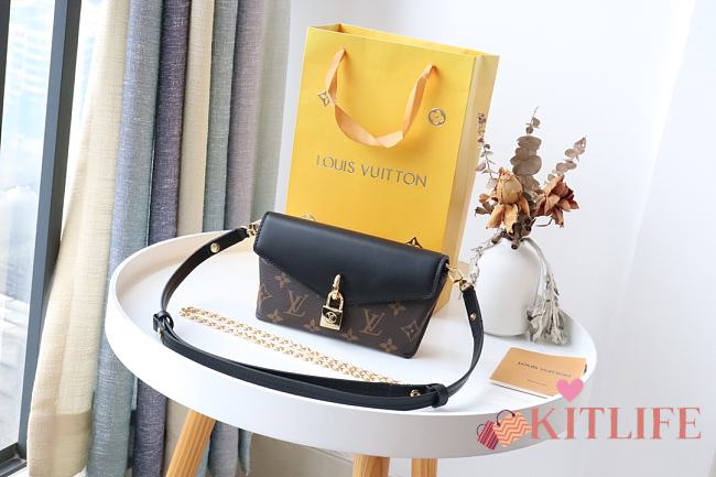 Louis Vuitton Padlock On Strap Monogram Cowhide Leather Flap Handbag Black - M80763 – 19x11x3cm - 1