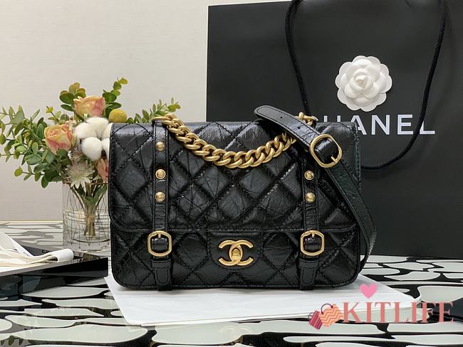 Chanel Flap Bag Cowhide Gold Hardware Black – 28700 – 17x25x8 cm - 1