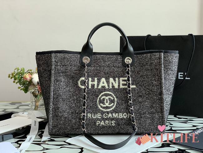 Chanel Shopping Canvas Bag Black – 38 cm - 1