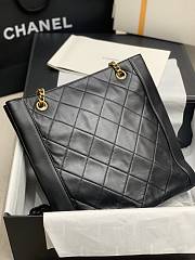 Chanel Calfskin With All-Bronze Vintage Gold Accessories Shopping Bag Black –30x29x7.5 cm - 6