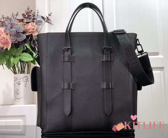 Louis Vuitton Flight Briefcase Lychee Pattern Leather Black – M58493 – 38 x 13 x 38 cm - 1