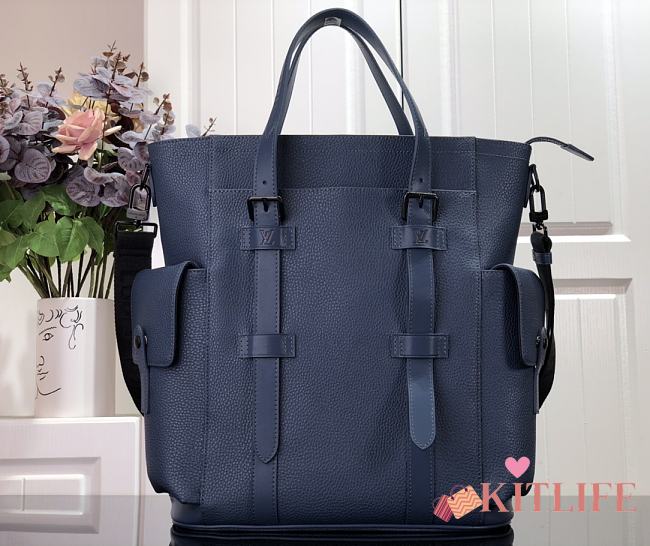 Louis Vuitton Flight Briefcase Lychee Pattern Leather Navy Blue – M58493 – 38 x 13 x 38 cm - 1