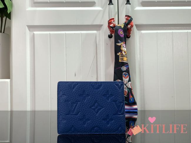 Louis Vuitton Slender Wallet Blue Embossed Monogram - M80590 – 11 x 8.5 x 2 cm - 1
