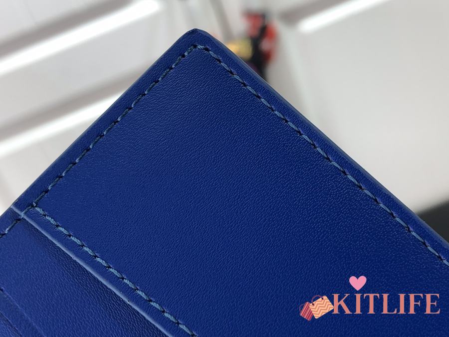 Louis Vuitton Blue Taurillon Leather Slender Wallet M80590 w/ Receipt LV