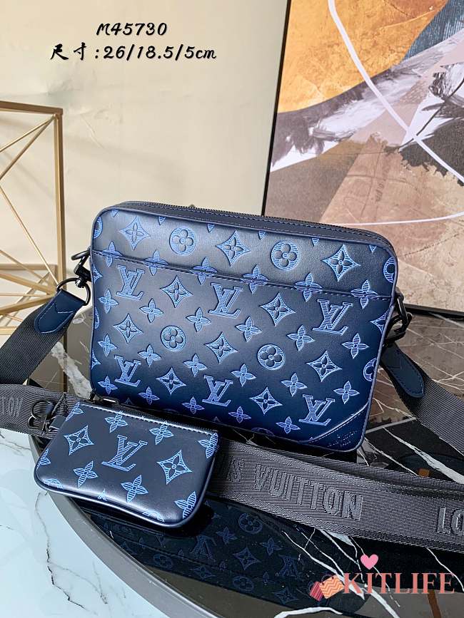 Louis Vuitton Duo Messenger Bag Monogram Shadow Leather Blue - M45730 – 26 x 18.5 x 5 cm  - 1