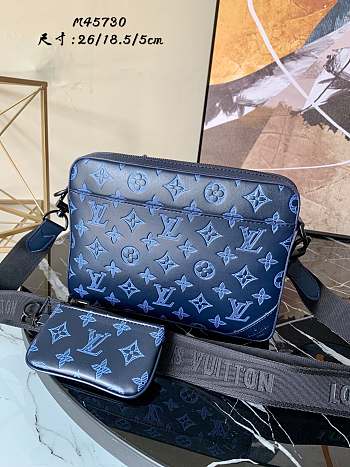 Louis Vuitton Duo Messenger Bag Monogram Shadow Leather Blue - M45730 – 26 x 18.5 x 5 cm 