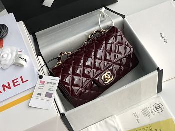 Chanel Quilted Patent Leather Classic New Mini Flap Bag Light Burgundy With Gold Hardware – 1116 – 20 cm