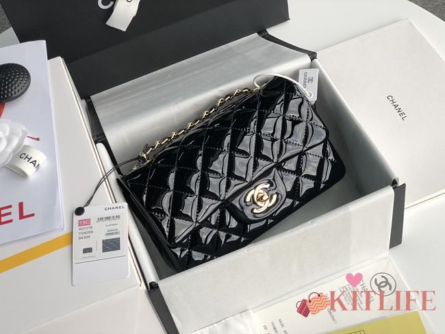 Chanel Quilted Patent Leather Classic New Mini Flap Bag Black With Gold Hardware – 1116 – 20 cm - 1