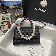 Chanel Coco Red Handle Pearl Chain Caviar Silver Hardware Small - 2215 – 19 cm - 1