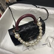 Chanel Coco Red Handle Pearl Chain Caviar Silver Hardware Small - 2215 – 19 cm - 5