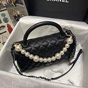 Chanel Coco Black Handle Pearl Chain Caviar Silver Hardware Small - 92991 – 28 cm - 6