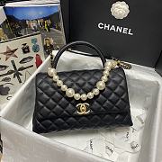 Chanel Coco Black Handle Pearl Chain Caviar Gold Hardware Large - 92991 – 28 cm - 1