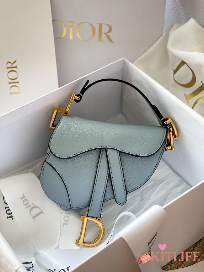 Christian Dior Saddle Micro Super Mini Fog Blue  – 0443# – 12x7.5x5 cm - 1