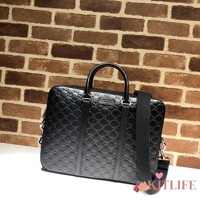 Gucci Ophidia GG Briefcase Full Black Leather - 450944 – 38x29x4 cm - 1