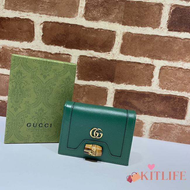 Gucci Diana Card Case Wallet Green - 658244  – 11x8x2.5 cm - 1