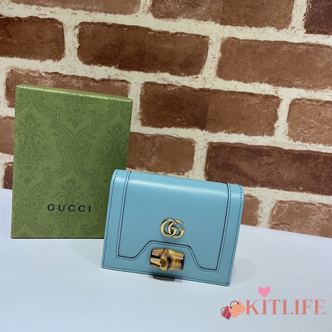 Gucci Diana Card Case Wallet Light Blue - 658244  – 11x8x2.5 cm - 1