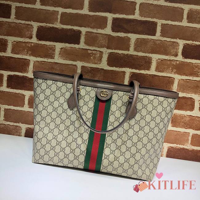 Gucci Ophidia GG Medium Tote  Beige/Ebony GG Supreme Canvas - 631685  – 38x28x14 cm - 1