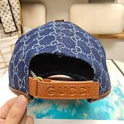 Gucci GG Baseball Cap Blue And Ivory GG Denim With Brown Leather Trim - 5