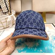 Gucci GG Baseball Cap Blue And Ivory GG Denim With Brown Leather Trim - 3