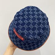 Gucci GG Canvas Bucket Hat Blue Washed GG Jacquard Canvas - 3