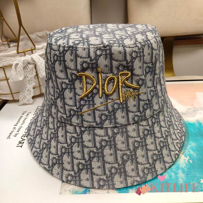 Dior Gold Silk Embroidered Fisherman Bucket Hat 02 - 1