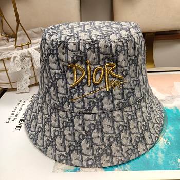 Dior Gold Silk Embroidered Fisherman Bucket Hat 02