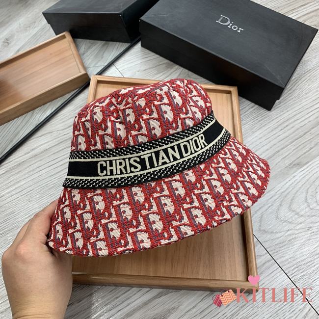 Dior D-Oblique Small Brim Bucket Hat Red - 1