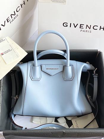 Givenchy Antigona Soft Bag In Leather Light Blue – 30x8x25 cm