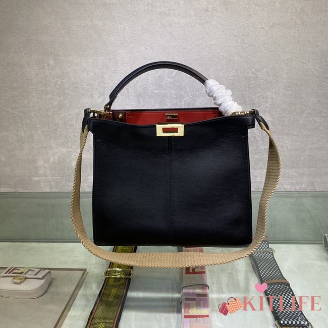 Fendi Peekaboo 305 Soft Calf Leather With Shoulder Strap Black – 30 cm - 1