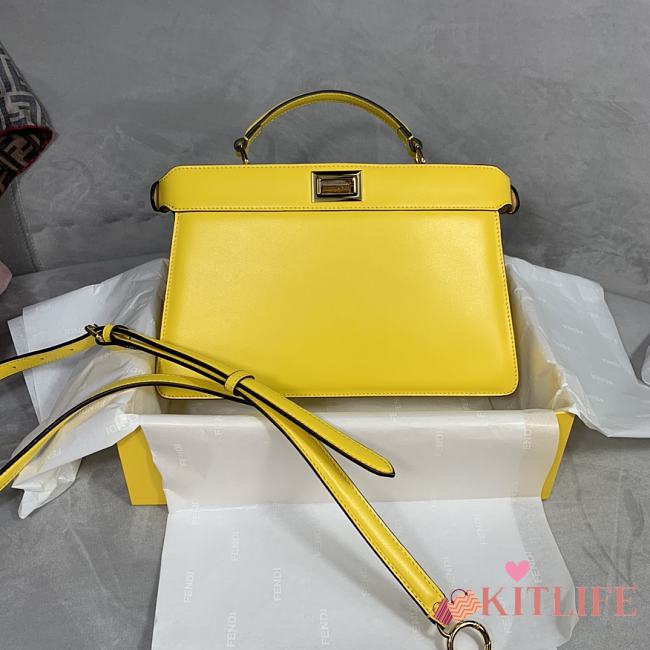 Fendi Peekaboo Iseeu Yellow Leather Bag – 29x19x11.5 cm - 1