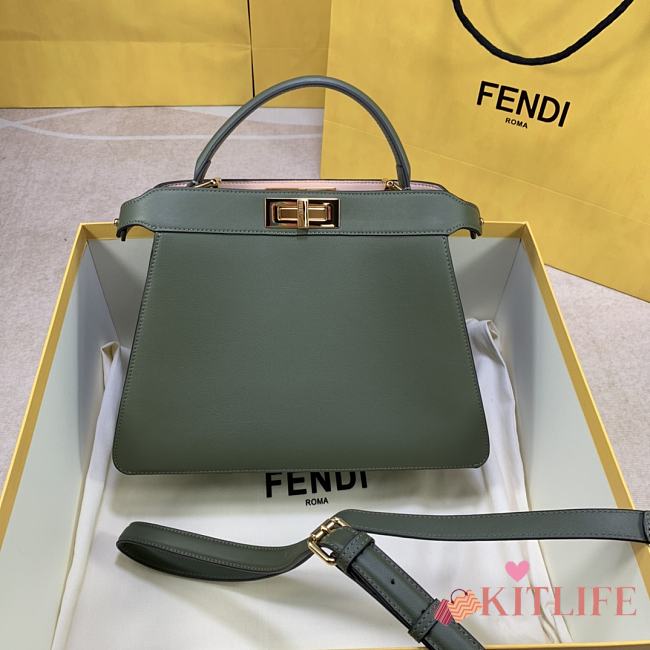 Fendi Peekaboo Iseeu Green Leather Bag – 33x25 x12 cm - 1