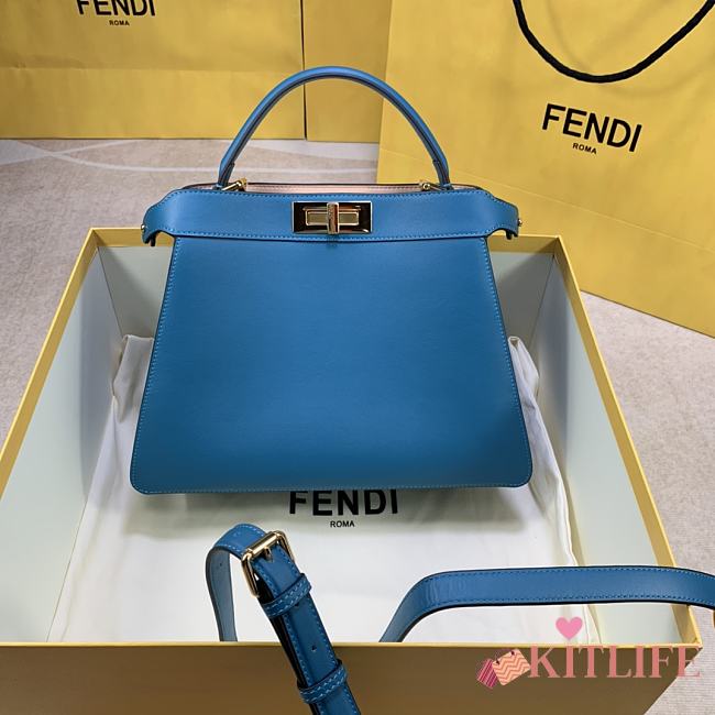Fendi Peekaboo Iseeu Blue Leather Bag – 33x25 x12 cm - 1