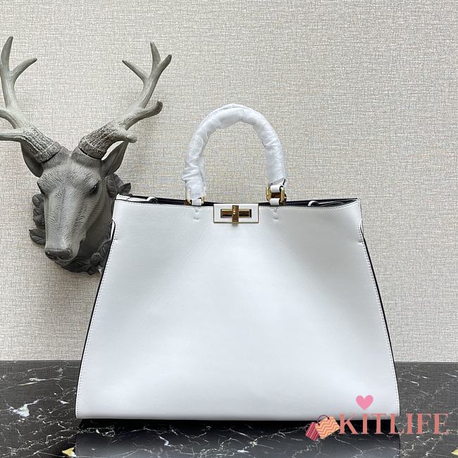 Fendi Peekaboo X-Tote White Calfskin With Twist Lock - #2265 – 41x11x29 cm - 1