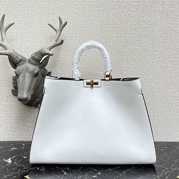 Fendi Peekaboo X-Tote White Calfskin With Twist Lock - #2265 – 41x11x29 cm